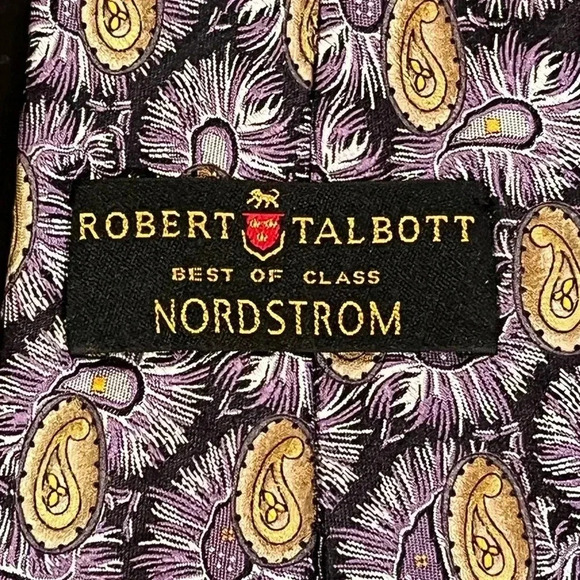 Robert Talbott Best of Class Mens Silk Necktie Purple Gold Ornate Paisley Tie - Picture 7 of 10